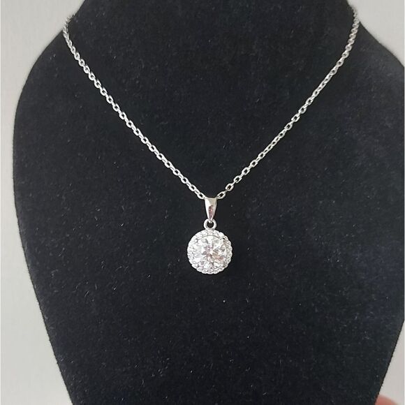 1 Carat Moissanite Sterling Silver Round Necklace - Picture 7 of 13